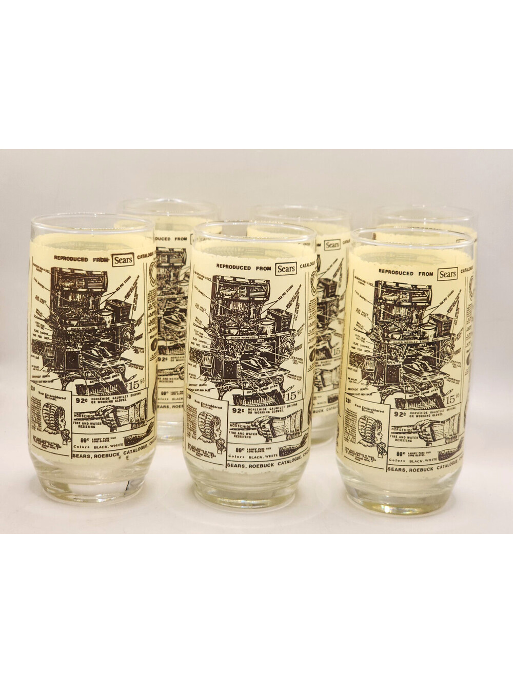 VINTAGE SEARS 1908 CATALOG 6” GLASS TUMBLERS Set of 6 See!